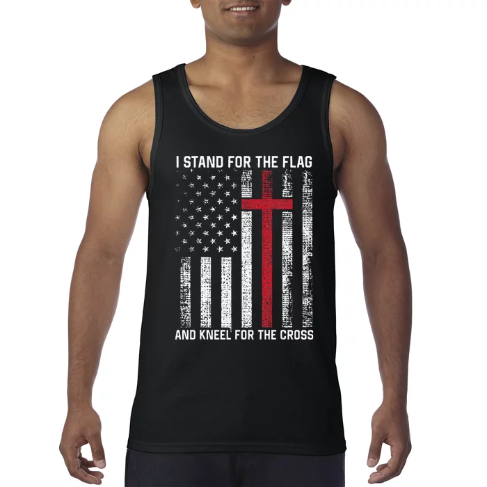 I Stand for the Flag and Kneel for the Cross USA Christian Tank Top