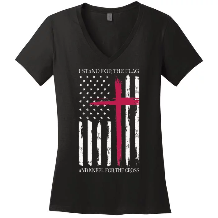 I Stand For The Flag Memorial Day Never Forget Veteran Women's V-Neck T-Shirt