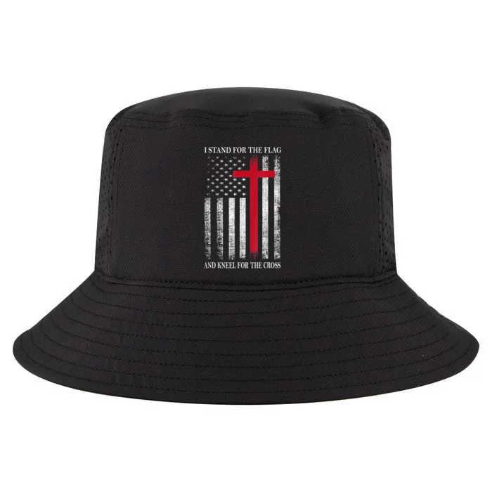 I Stand For The Flag And Kneel For The Cross Shirts Usa Flag Cool Comfort Performance Bucket Hat