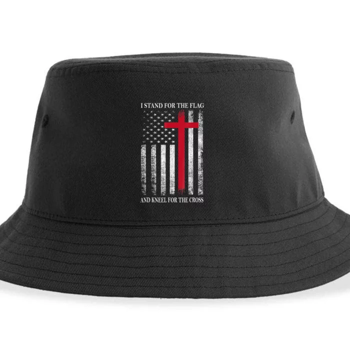 I Stand For The Flag And Kneel For The Cross Shirts Usa Flag Sustainable Bucket Hat