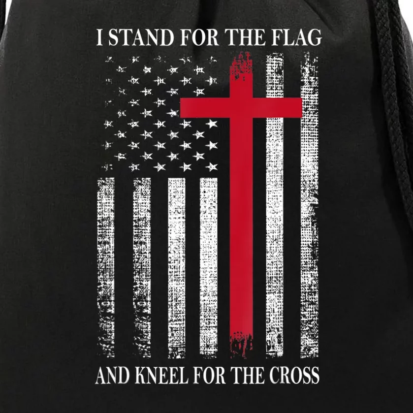 I Stand For The Flag And Kneel For The Cross Shirts Usa Flag Drawstring Bag