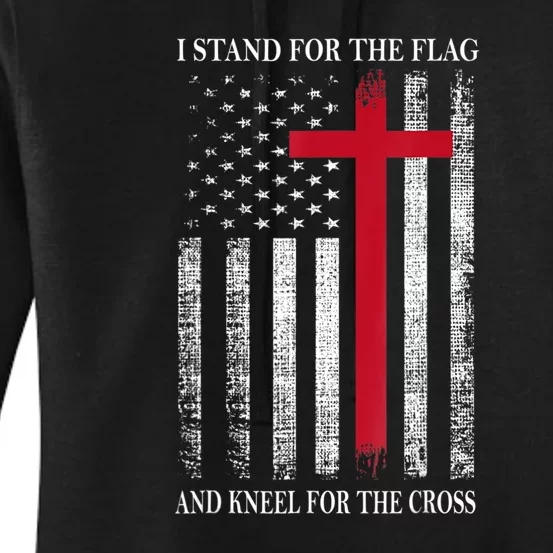 I Stand For The Flag And Kneel For The Cross Shirts Usa Flag Women's Pullover Hoodie