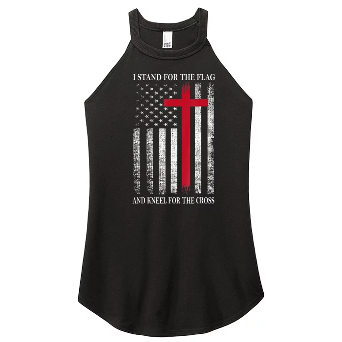 I Stand For The Flag And Kneel For The Cross Shirts Usa Flag Women’s Perfect Tri Rocker Tank