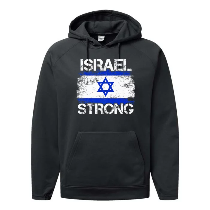 Israel Strong Flag Support I Stand With Israel Performance Fleece Hoodie