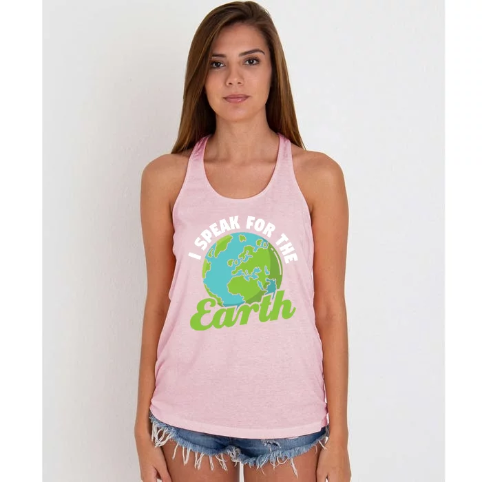 I Speak For The Earth Environtal Earth Day Gift Women's Knotted Racerback Tank