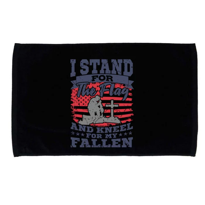 I Stand For The Flag Kneel For The Fallen American Veteran Gift Microfiber Hand Towel