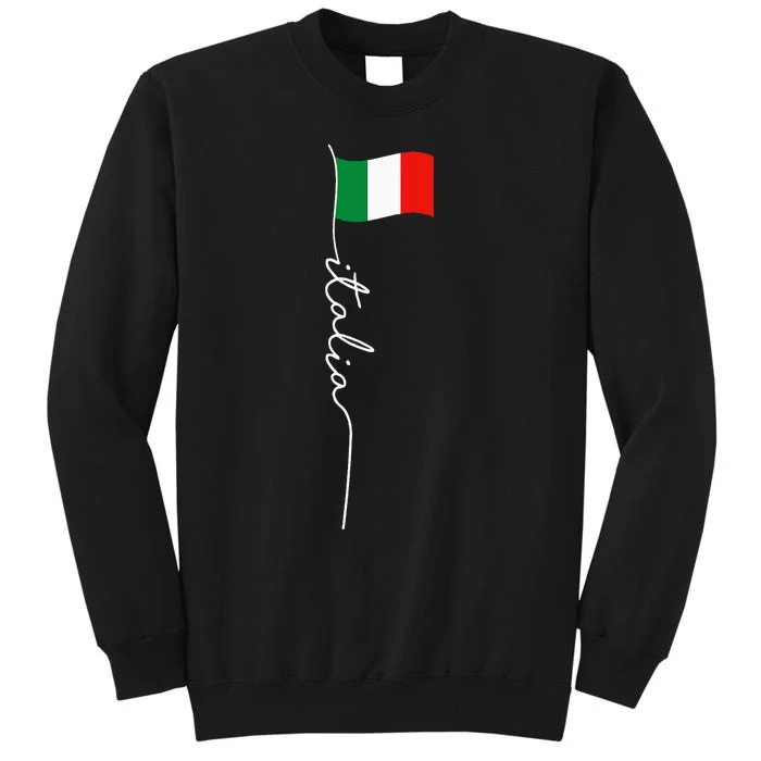 Italy Signature Flag Pole Elegant Patriotic Italian Flag Sweatshirt