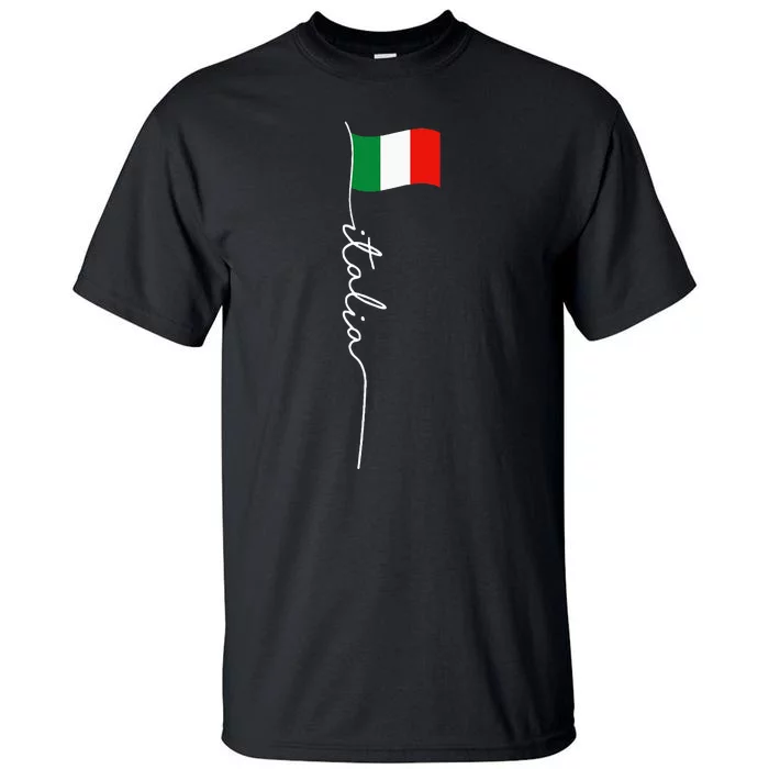 Italy Signature Flag Pole Elegant Patriotic Italian Flag Tall T-Shirt