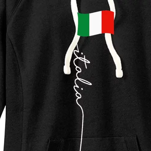 Italy Signature Flag Pole Elegant Patriotic Italian Flag Women's Fleece Hoodie