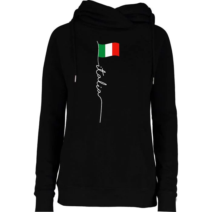 Italy Signature Flag Pole Elegant Patriotic Italian Flag Womens Funnel Neck Pullover Hood