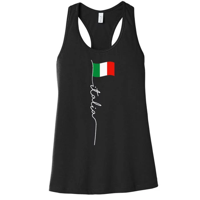 Italy Signature Flag Pole Elegant Patriotic Italian Flag Women's Racerback Tank