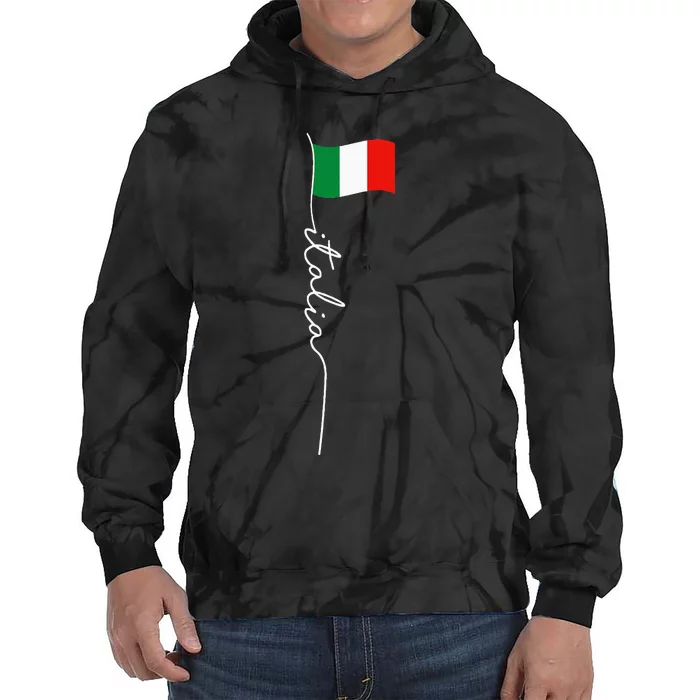 Italy Signature Flag Pole Elegant Patriotic Italian Flag Tie Dye Hoodie