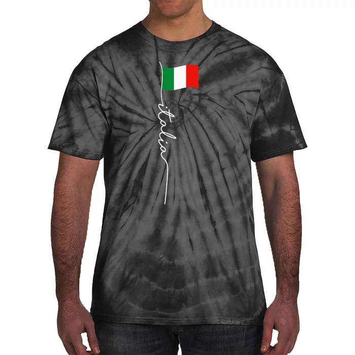 Italy Signature Flag Pole Elegant Patriotic Italian Flag Tie-Dye T-Shirt