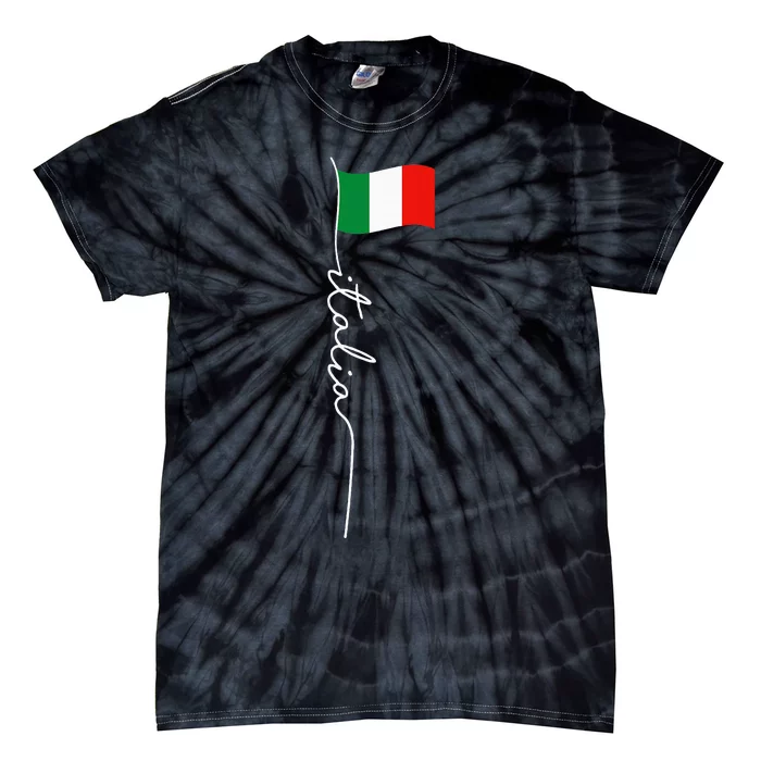 Italy Signature Flag Pole Elegant Patriotic Italian Flag Tie-Dye T-Shirt