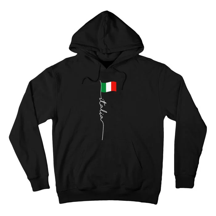 Italy Signature Flag Pole Elegant Patriotic Italian Flag Tall Hoodie