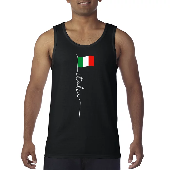 Italy Signature Flag Pole Elegant Patriotic Italian Flag Tank Top