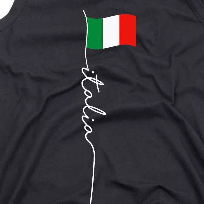 Italy Signature Flag Pole Elegant Patriotic Italian Flag Tank Top