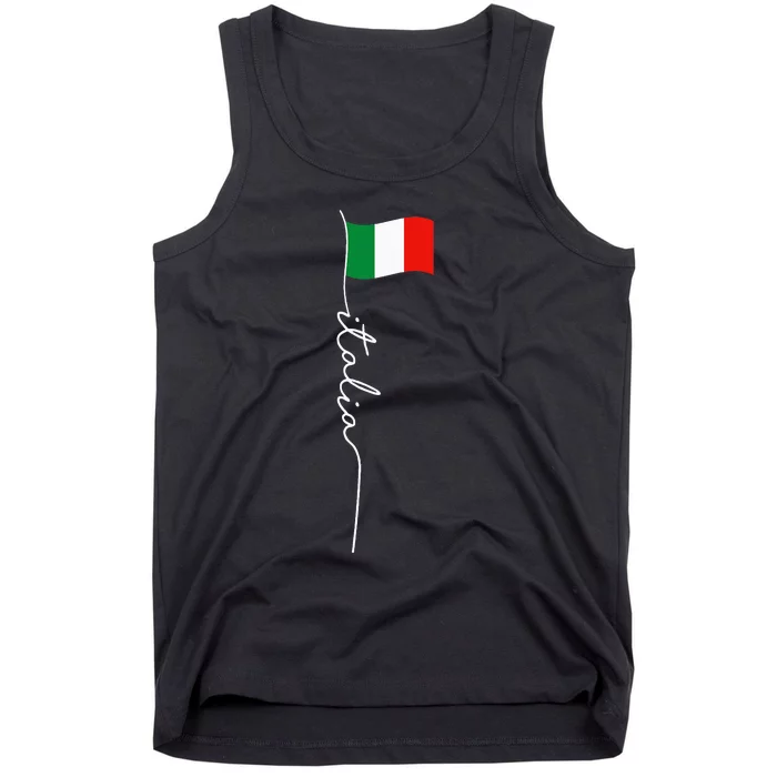 Italy Signature Flag Pole Elegant Patriotic Italian Flag Tank Top