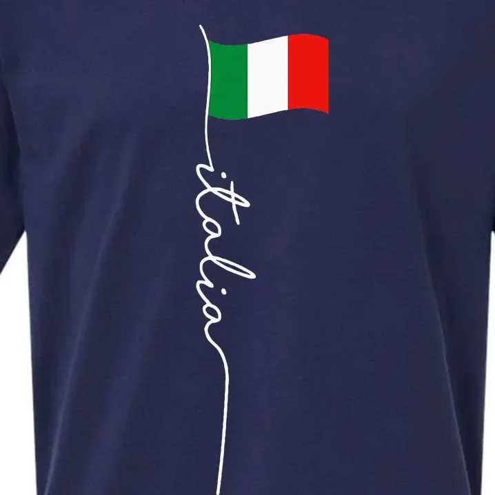 Italy Signature Flag Pole Elegant Patriotic Italian Flag Sueded Cloud Jersey T-Shirt