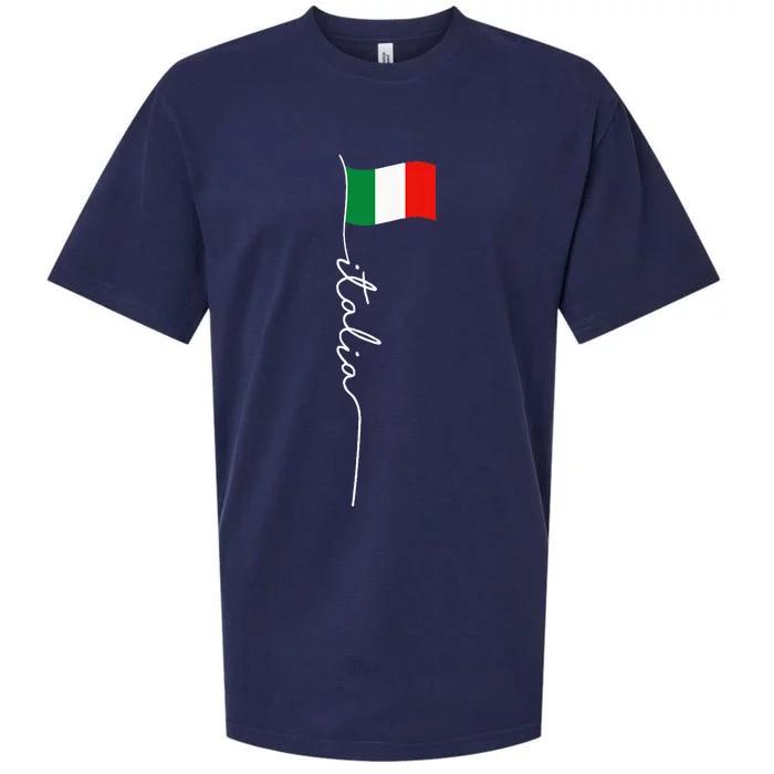 Italy Signature Flag Pole Elegant Patriotic Italian Flag Sueded Cloud Jersey T-Shirt