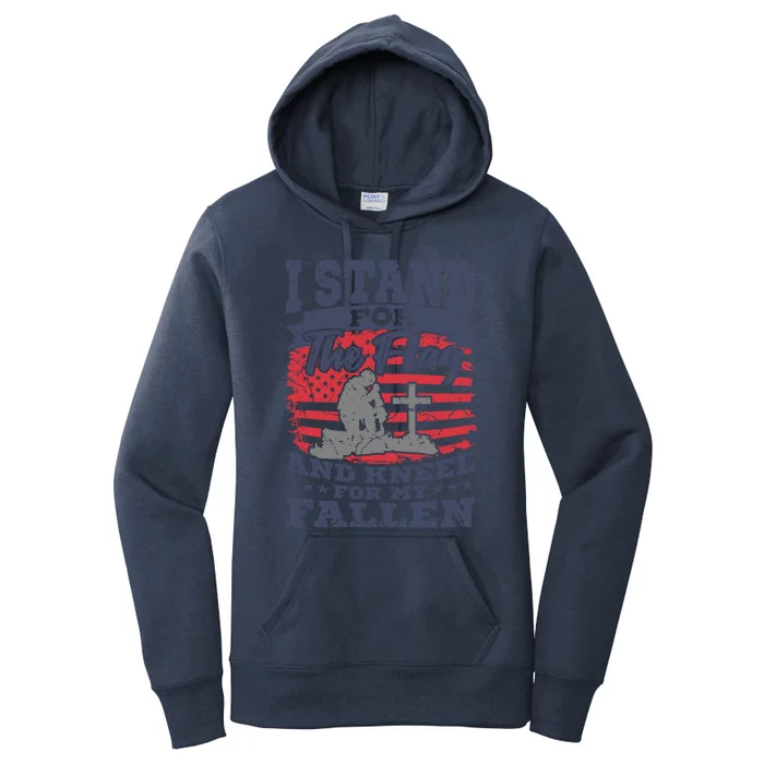 I Stand For The Flag Kneel For The Fallen American Veteran Gift Women's Pullover Hoodie