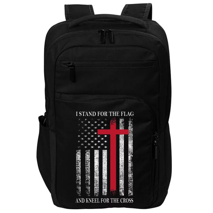 I Stand For The Flag And Kneel For The Cross USA Flag Impact Tech Backpack