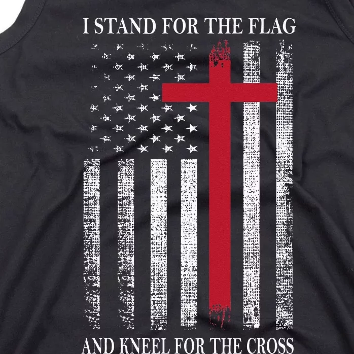 I Stand For The Flag And Kneel For The Cross USA Flag Tank Top