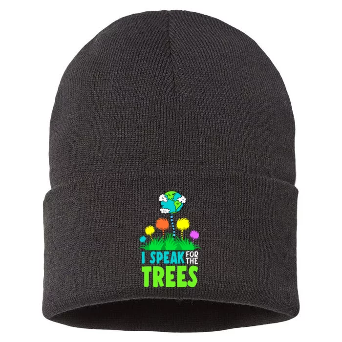 I Speak For Trees Earth Day Save Earth Inspiration Hippie Sustainable Knit Beanie