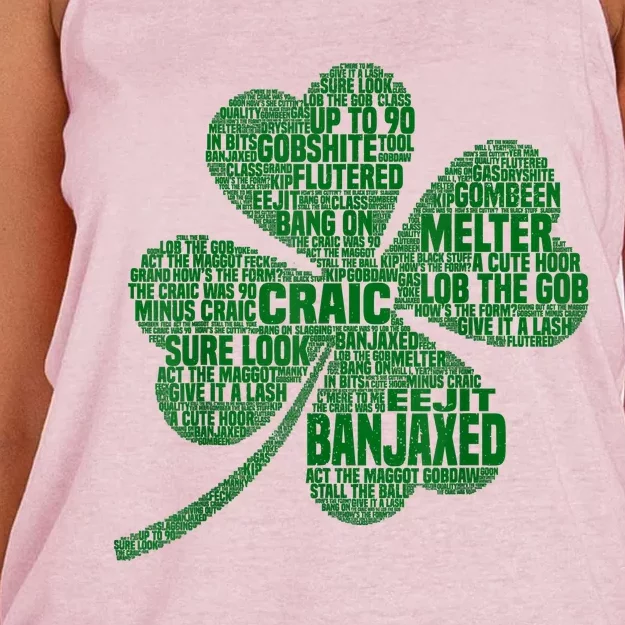 Irish Slang For Paddy Eire Shamrock Women's Knotted Racerback Tank