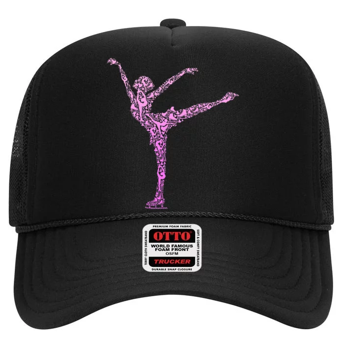 Ice Skating Figure Skater High Crown Mesh Trucker Hat