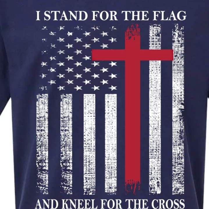 I Stand For The Flag And Kneel For The Cross American Flag Gift Sueded Cloud Jersey T-Shirt