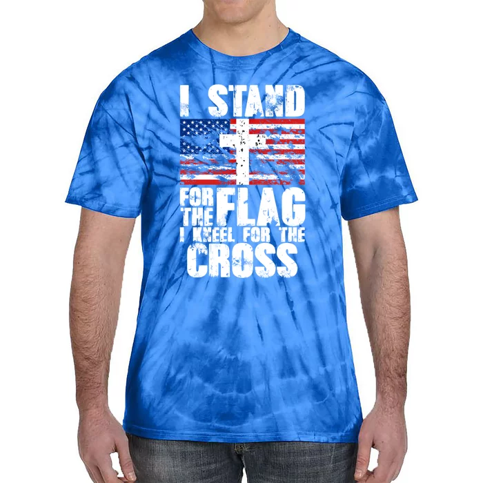 I Stand For The National Anthem Cross Us Flag Great Gift Tie-Dye T-Shirt