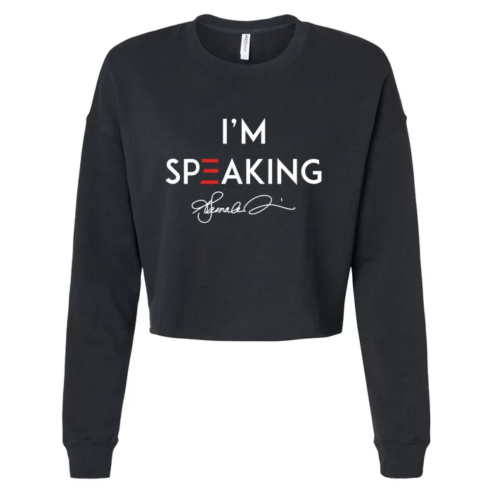 IM Speaking Female Empowerment Phrase Cropped Pullover Crew