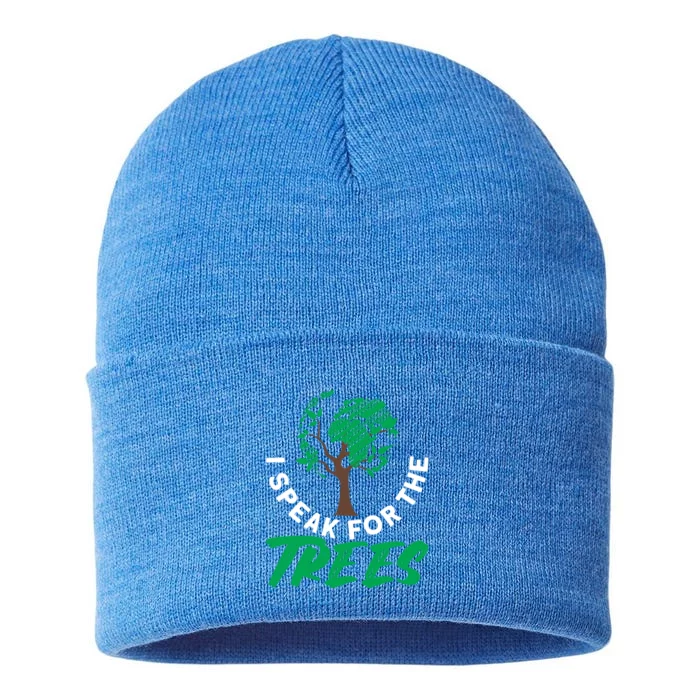 I Speak For The Trees Earth Day Love Cool Gift Sustainable Knit Beanie