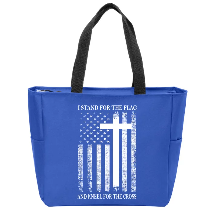 I Stand For The Flag And Kneel For The Cross Usa Flag Zip Tote Bag