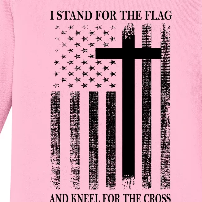 I Stand For The Flag And Kneel For The Cross Usa Flag Baby Long Sleeve Bodysuit