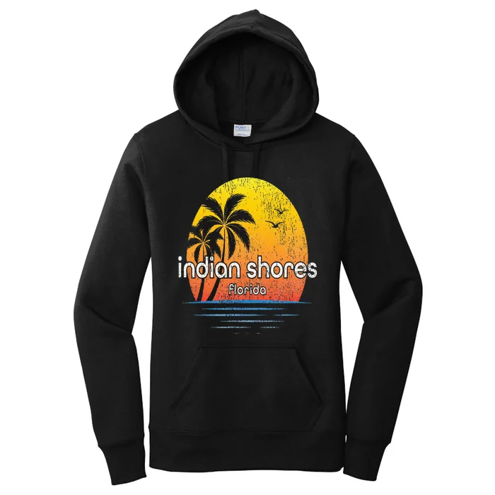 Indian Shores Fl Vintage Palm Tree Sunset Women's Pullover Hoodie