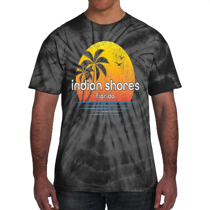 Indian Shores Fl Vintage Palm Tree Sunset Tie-Dye T-Shirt