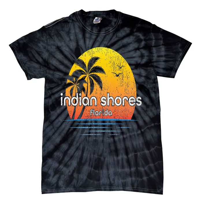 Indian Shores Fl Vintage Palm Tree Sunset Tie-Dye T-Shirt