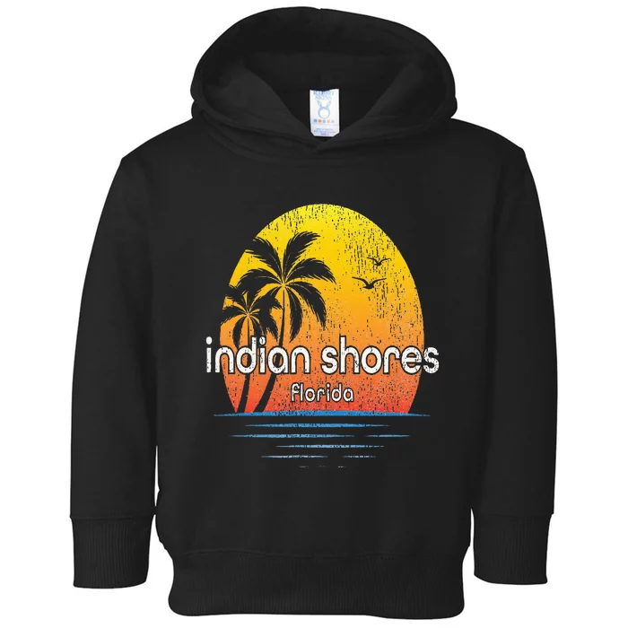 Indian Shores Fl Vintage Palm Tree Sunset Toddler Hoodie