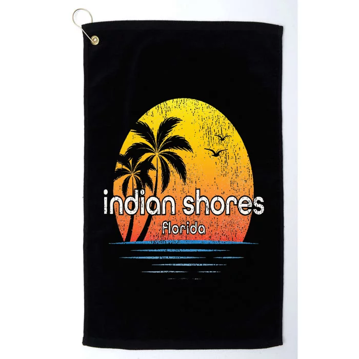 Indian Shores Fl Vintage Palm Tree Sunset Platinum Collection Golf Towel