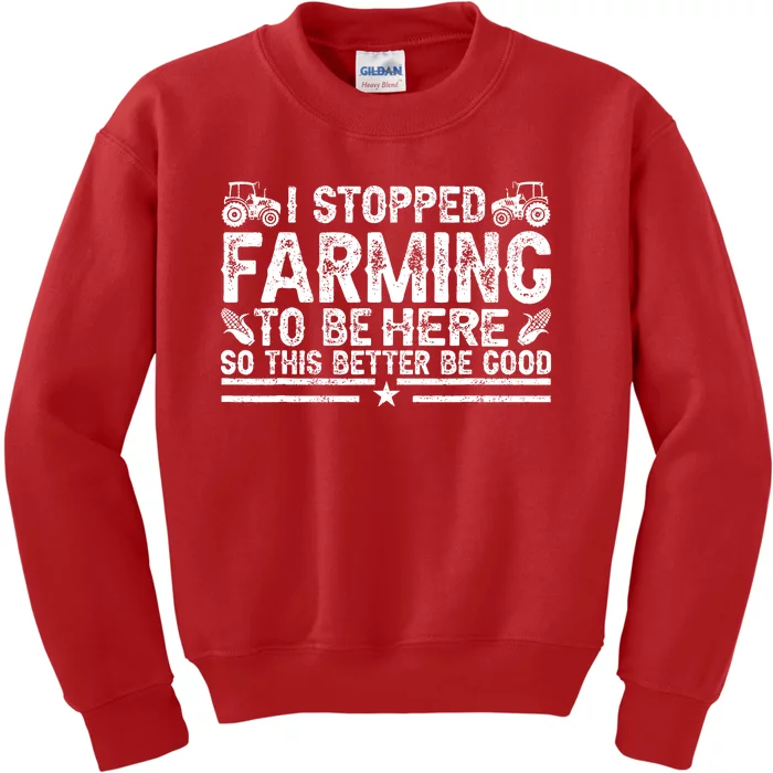 I Stopped Farming To Be Here This Better Be Good Kids Sweatshirt