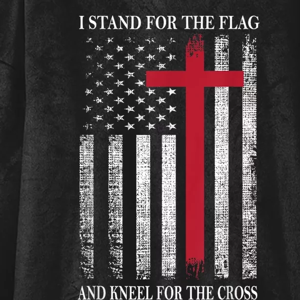 I Stand For The Flag And Kneel For The Cross Shirt Usa Flag Hooded Wearable Blanket