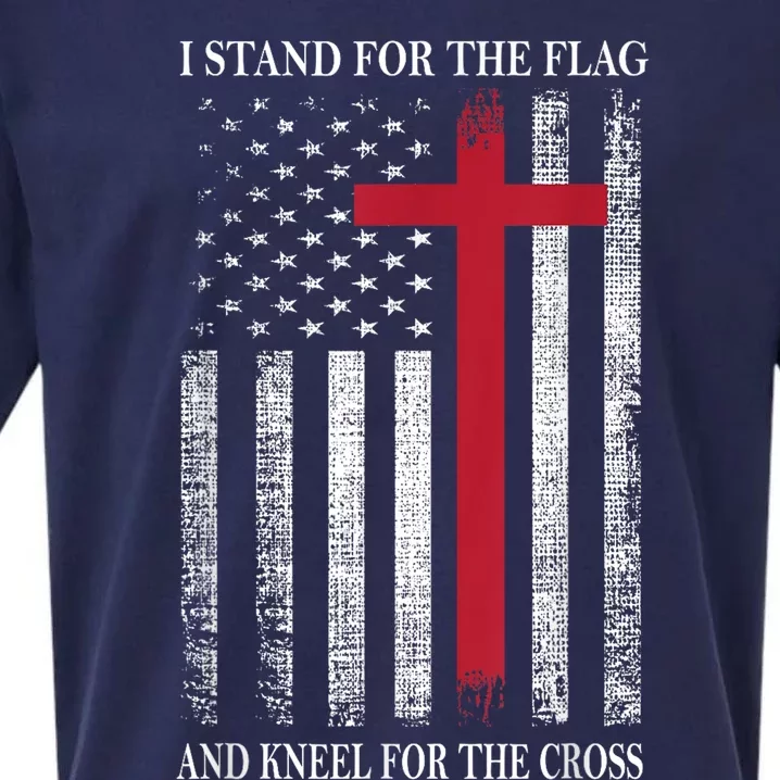 I Stand For The Flag And Kneel For The Cross Shirt Usa Flag Sueded Cloud Jersey T-Shirt