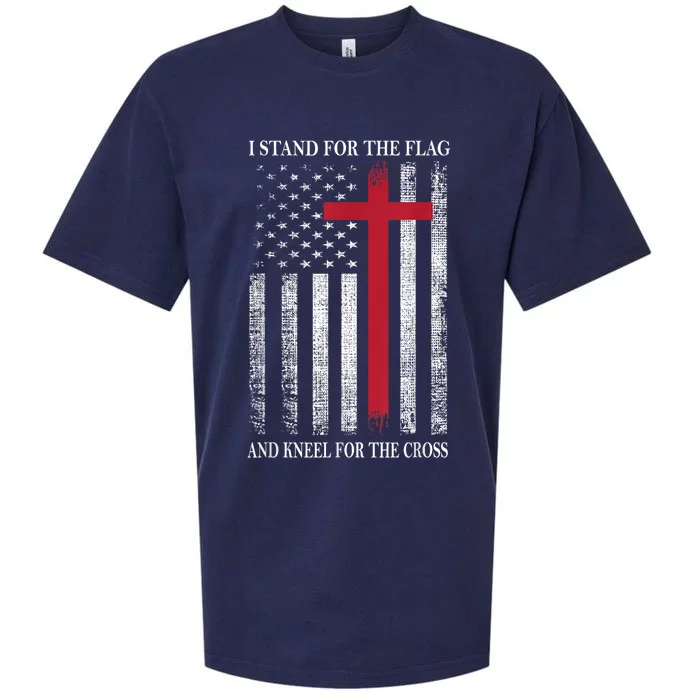 I Stand For The Flag And Kneel For The Cross Shirt Usa Flag Sueded Cloud Jersey T-Shirt