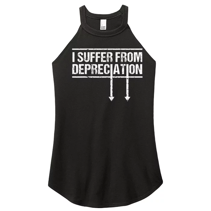 I Suffer from Depreciation retro Accountant Tax Pun Women’s Perfect Tri Rocker Tank