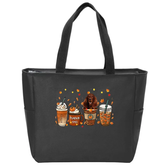 Irish Setter Fall Pumpkin Spice Latte Mug Zip Tote Bag