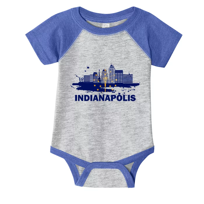 Indiana State Flag Gift Indianapolis Cityscape Gift Indianapolis Gift Infant Baby Jersey Bodysuit