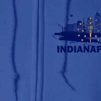 Indiana State Flag Gift Indianapolis Cityscape Gift Indianapolis Gift Full Zip Hoodie