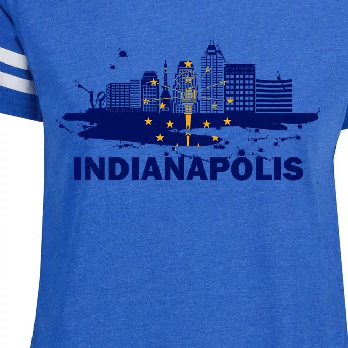 Indiana State Flag Gift Indianapolis Cityscape Gift Indianapolis Gift Enza Ladies Jersey Football T-Shirt